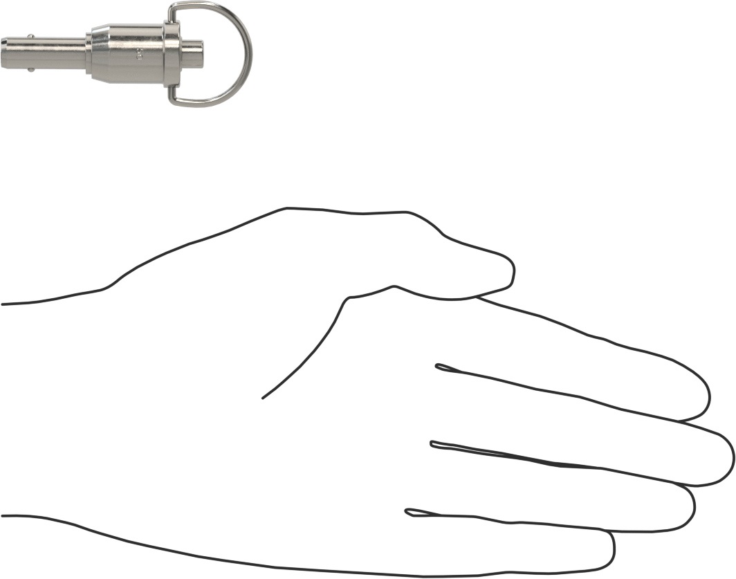 D-Halkalı Düğme Tutamaklı Kilitli Hızlı Açma Pimi, Yüksek Mukavemetli 17-4 PH Paslanmaz Çelik, 5/16" Çap, 1/2" Kullanılabilir Uzunluk