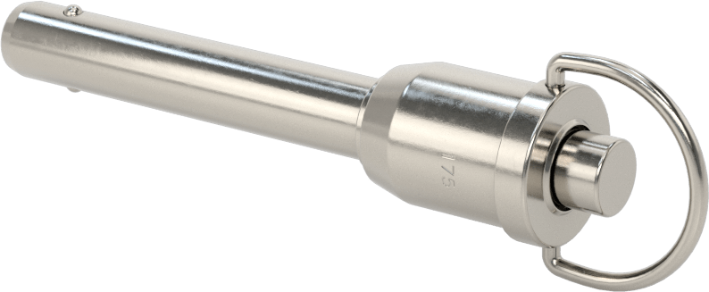 D-Halkalı Düğme Tutamaklı Kilitli Hızlı Açma Pimi, Yüksek Mukavemetli 17-4 PH Paslanmaz Çelik, 3/8" Çap, 1-3/4" Kullanılabilir Uzunluk