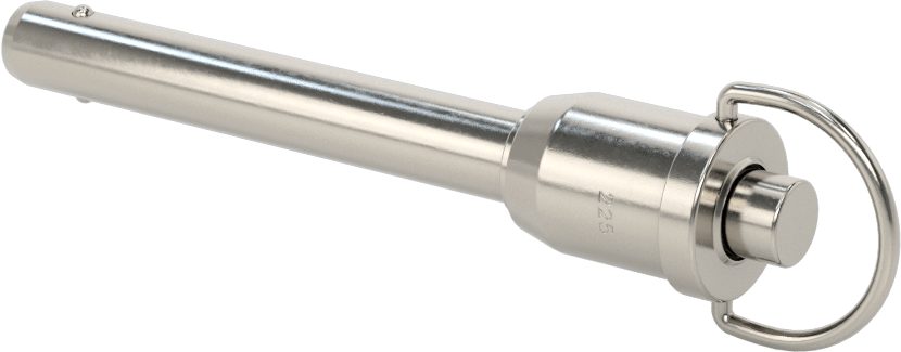 D-Halkalı Düğme Tutamaklı Kilitli Hızlı Açma Pimi, Yüksek Mukavemetli 17-4 PH Paslanmaz Çelik, 3/8" Çap, 2-1/4" Kullanılabilir Uzunluk