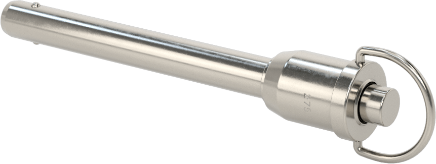 D-Halkalı Düğme Tutamaklı Kilitli Hızlı Açma Pimi, Yüksek Mukavemetli 17-4 PH Paslanmaz Çelik, 3/8" Çap, 2-3/4" Kullanılabilir Uzunluk