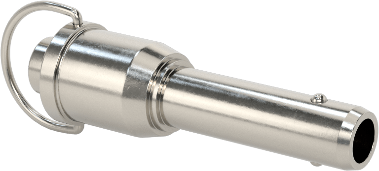 D-Halkalı Düğme Tutamaklı Kilitli Hızlı Açma Pimi, Yüksek Mukavemetli 17-4 PH Paslanmaz Çelik, 1/2" Çap, 1-1/4" Kullanılabilir Uzunluk