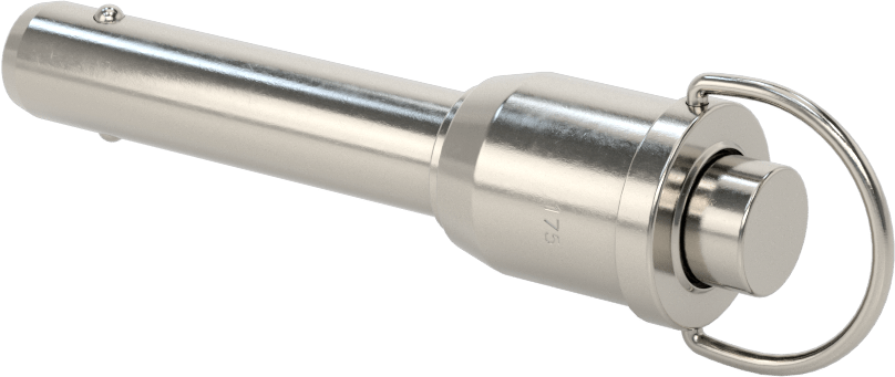 D-Halkalı Düğme Tutamaklı Kilitli Hızlı Açma Pimi, Yüksek Mukavemetli 17-4 PH Paslanmaz Çelik, 1/2" Çap, 1-3/4" Kullanılabilir Uzunluk