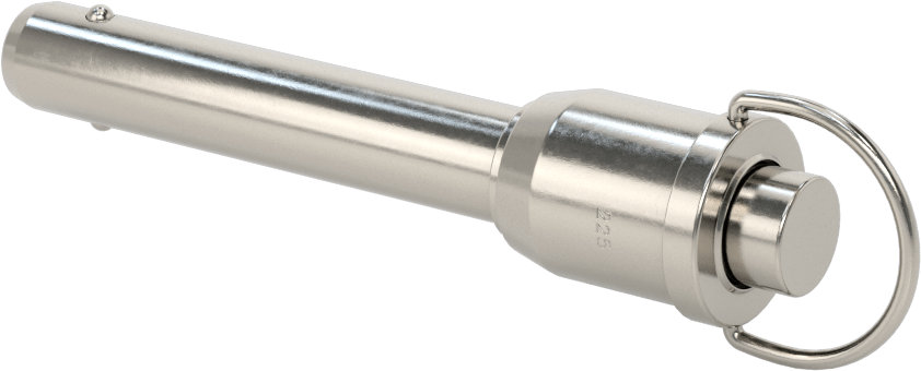 D-Halkalı Düğme Tutamaklı Kilitli Hızlı Açma Pimi, Yüksek Mukavemetli 17-4 PH Paslanmaz Çelik, 1/2" Çap, 2-1/4" Kullanılabilir Uzunluk