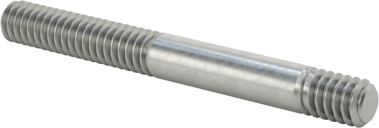 Her İki Ucu Dişli Titreşime Dayanıklı Montaj Saplaması, 18-8 Paslanmaz Çelik, 1/4"-20 Diş Boyutu, 3/8“ x 1” Diş Uzunluğu, 2" Uzunluk