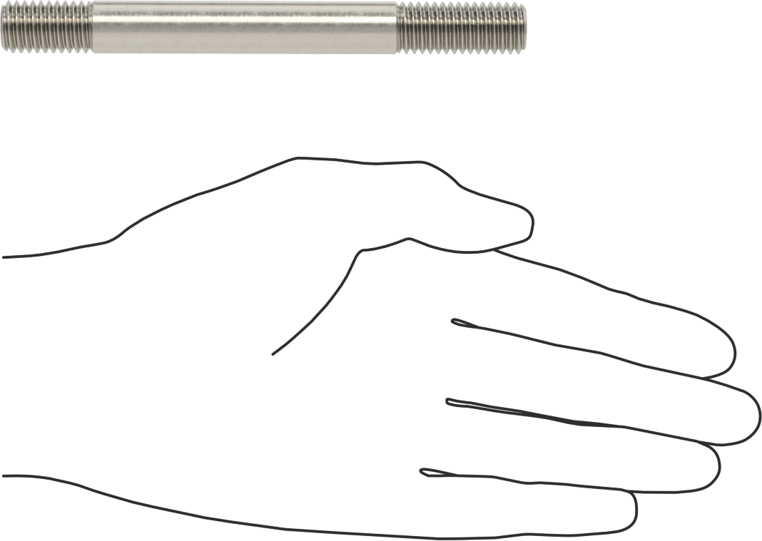Her İki Ucu Dişli Titreşime Dayanıklı Montaj Saplaması, 18-8 Paslanmaz Çelik, 1/2"-13 Diş Boyutu, 7/8“ x 1-1/4” Diş Uzunluğu, 5 inç Uzunluk