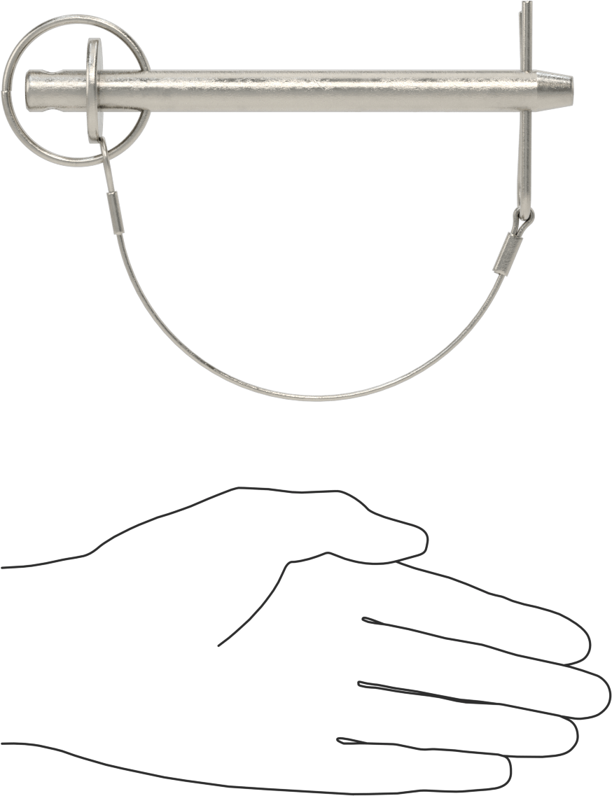 Halka Tutmalı Çatal Pim, Bağlı Tutucu, 316 Paslanmaz Çelik, 1/2" Çap, 5 inç Kullanılabilir Uzunluk