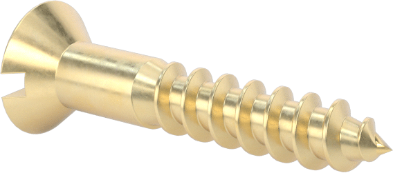 Ahşap için Pirinç Oluklu Düz Başlı Vidalar, Numara 2 Boyut, 1/2" Uzunluk