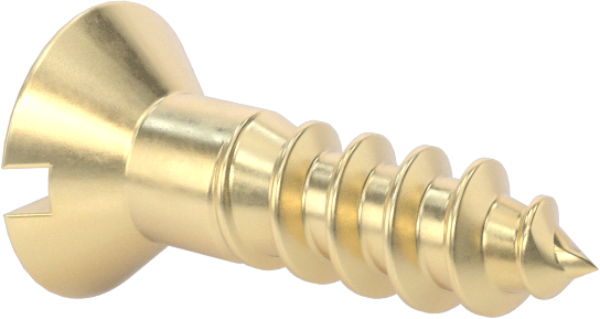 Ahşap için Pirinç Oluklu Düz Başlı Vidalar, 3 Boyutu, 3/8" Uzunluk