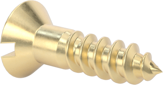 Ahşap için Pirinç Oluklu Düz Başlı Vidalar, 5 Numara, 1/2" Uzunluk