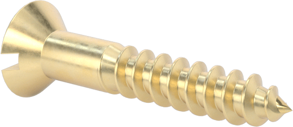 Ahşap için Pirinç Oluklu Düz Başlı Vidalar, 5 Numara, 3/4" Uzunluk