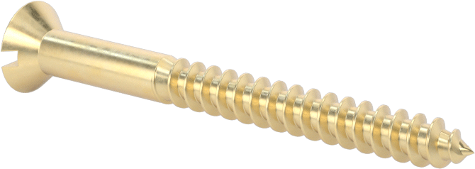 Ahşap için Pirinç Oluklu Düz Başlı Vidalar, Numara 6 Boyut, 1-1/2" Uzunluk