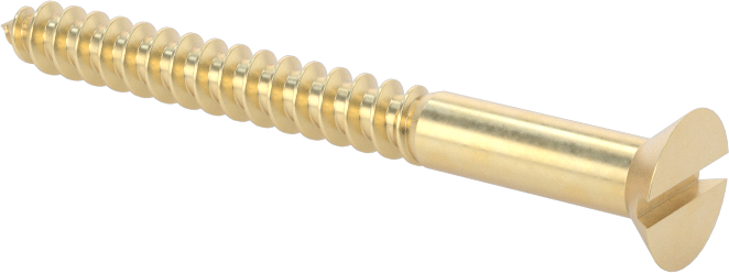 Ahşap için Pirinç Oluklu Düz Başlı Vidalar, Numara 6 Boyut, 1-1/2" Uzunluk