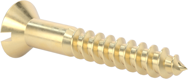 Ahşap için Pirinç Oluklu Düz Başlı Vidalar, 10 Numaralı Boyut, 1-1/4" Uzunluk