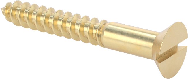 Ahşap için Pirinç Oluklu Düz Başlı Vidalar, 10 Numaralı Boyut, 1-1/2" Uzunluk