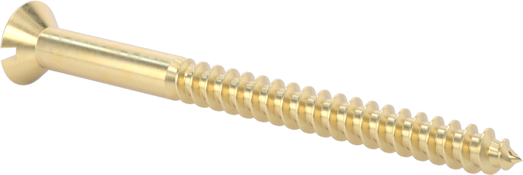 Ahşap için Pirinç Oluklu Düz Başlı Vidalar, 10 Numaralı Boyut, 2-1/2" Uzunluk