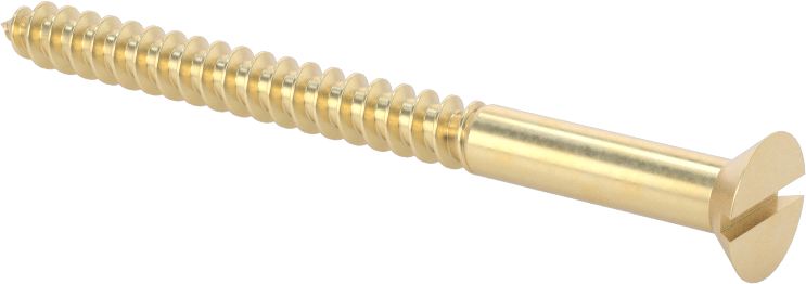 Ahşap için Pirinç Oluklu Düz Başlı Vidalar, 10 Numaralı Boyut, 2-1/2" Uzunluk