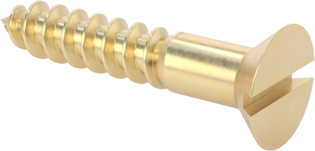 Ahşap için Pirinç Oluklu Düz Başlı Vidalar, 12 Numaralı Boyut, 1-1/4" Uzunluk