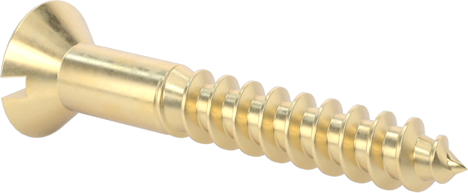 Ahşap için Pirinç Oluklu Düz Başlı Vidalar, 12 Numaralı Boyut, 1-1/2" Uzunluk