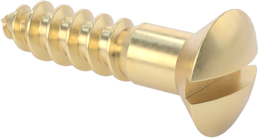 Ahşap için Pirinç Oluklu Oval Başlı Vidalar, 4 Numara Boyut, 1/2" Uzunluk