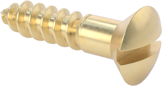 Ahşap için Pirinç Oluklu Oval Başlı Vidalar, Numara 6 Boyut, 5/8" Uzunluk