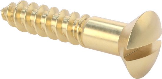 Ahşap için Pirinç Oluklu Oval Başlı Vidalar, Numara 6 Boyut, 3/4" Uzunluk