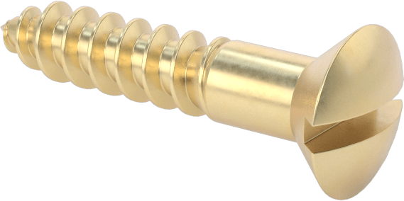 Ahşap için Pirinç Oluklu Oval Başlı Vidalar, 10 Numaralı Boyut, 1" Uzunluk