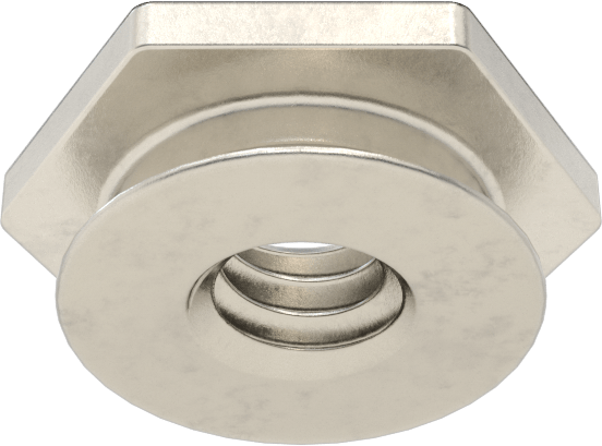 Yüksek Mukavemetli Gömme Montajlı Presle Takılan Somunlar, Sac Metal için, M2 x 0,4 mm Diş Boyutu, 1,53 mm Yükseklik