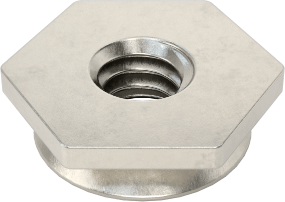 Yüksek Mukavemetli Gömme Montajlı Presle Takılan Somunlar, Sac Metal için, M2 x 0,4 mm Diş Boyutu, 1,53 mm Yükseklik