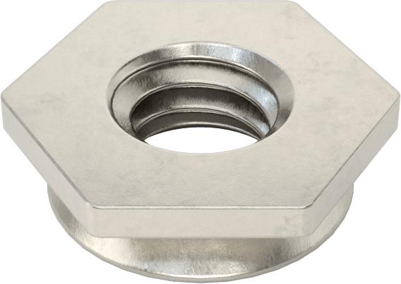 Yüksek Mukavemetli Gömme Montajlı Presle Takılan Somunlar, Sac Metal için, M2,5 x 4,4 mm Diş Boyutu, 1,53 mm Yükseklik