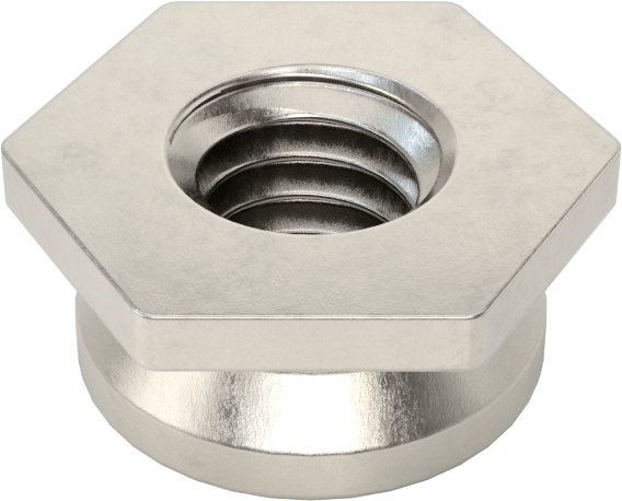 Yüksek Mukavemetli Gömme Montajlı Presle Takılan Somunlar, Sac Metal için, M2,5 x 4,4 mm Diş Boyutu, 2,3 mm Yükseklik