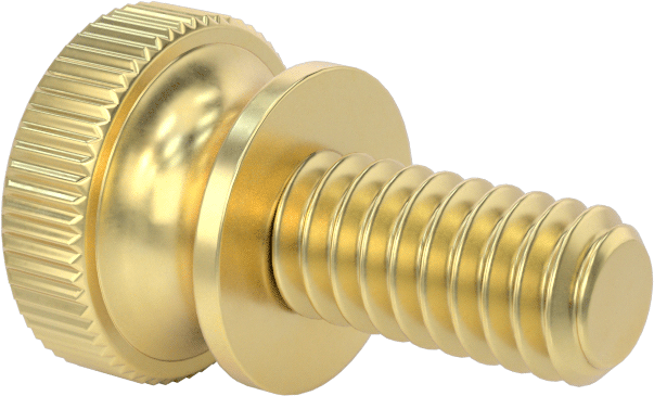 Pirinç Genişletilmiş Yaka Tırtıllı Başlı Parmak Vidaları, 1/4"-20 Diş Boyutu, 1/2" Uzunluk
