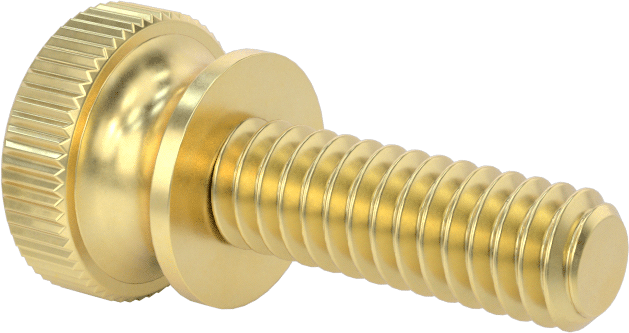 Pirinç Genişletilmiş Yaka Tırtıllı Başlı Parmak Vidaları, 1/4"-20 Diş Boyutu, 3/4" Uzunluk