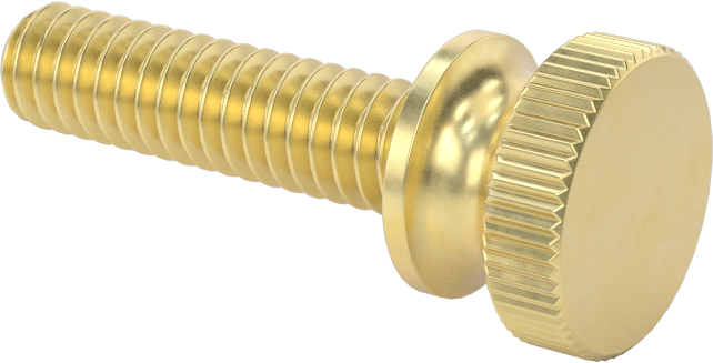 Pirinç Genişletilmiş Yaka Tırtıllı Başlı Parmak Vidaları, 1/4"-20 Diş Boyutu, 1" Uzunluk