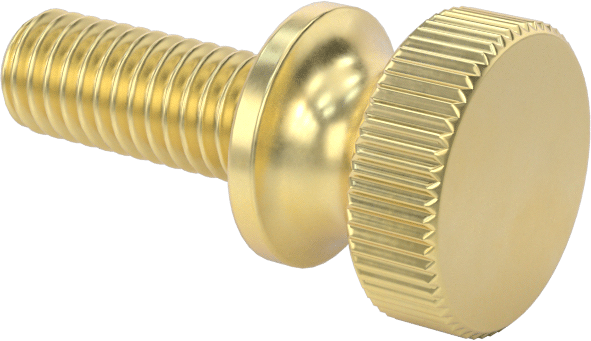Pirinç Genişletilmiş Yaka Tırtıllı Başlı Parmak Vidaları, 10-32 Diş Boyutu, 1/2" Uzunluk