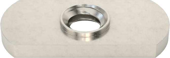 18-8 Paslanmaz Çelik Düşük Profilli Dar Tabanlı Kaynak Somunu, 1/4"-20 Diş Boyutu, 1" Taban Uzunluğu