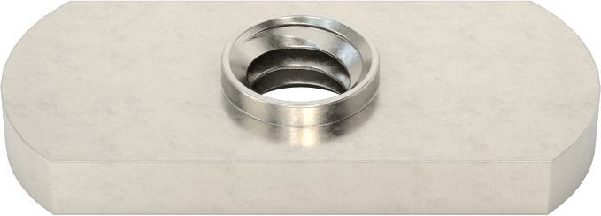 18-8 Paslanmaz Çelik Düşük Profilli Dar Tabanlı Kaynak Somunu, 1/4"-20 Diş Boyutu, 1-1/8" Taban Uzunluğu