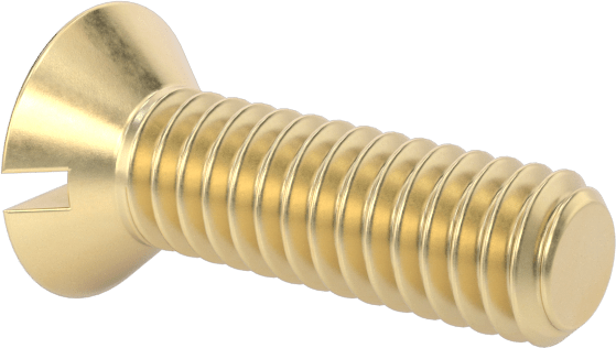 Pirinç Oluklu Düz Başlı Vida, 1-72 Diş Boyutu, 1/4" Uzunluk