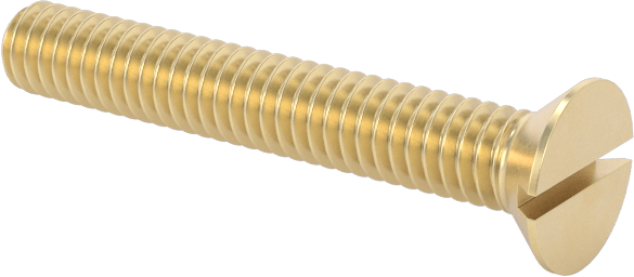 Pirinç Oluklu Düz Başlı Vida, 1-72 Diş Boyutu, 1/2" Uzunluk