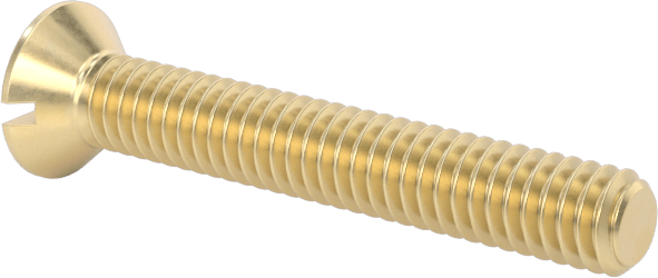 Pirinç Oluklu Düz Başlı Vida, 1-72 Diş Boyutu, 1/2" Uzunluk
