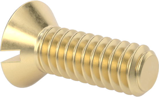 Pirinç Oluklu Düz Başlı Vida, 2-56 Diş Boyutu, 1/4" Uzunluk