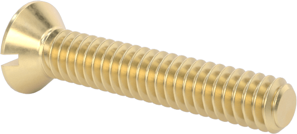 Pirinç Oluklu Düz Başlı Vida, 2-56 Diş Boyutu, 1/2" Uzunluk