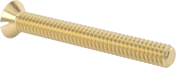 Pirinç Oluklu Düz Başlı Vida, 2-56 Diş Boyutu, 3/4" Uzunluk