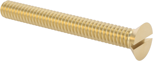 Pirinç Oluklu Düz Başlı Vida, 2-56 Diş Boyutu, 3/4" Uzunluk