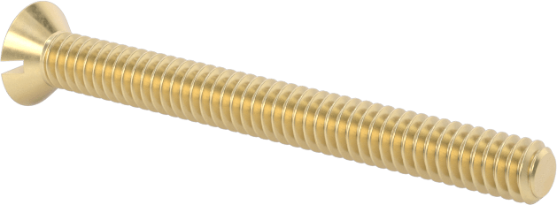 Pirinç Oluklu Düz Başlı Vida, 2-56 Diş Boyutu, 7/8" Uzunluk