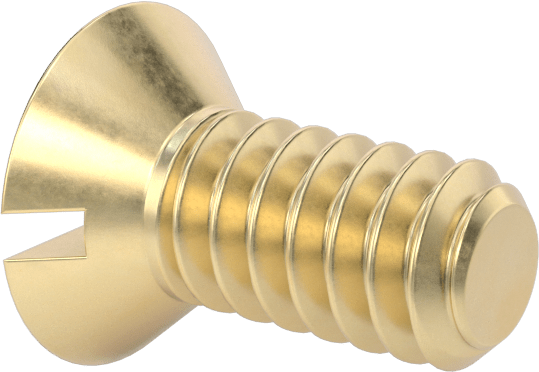 Pirinç Oluklu Düz Başlı Vida, 4-40 Diş Boyutu, 1/4" Uzunluk