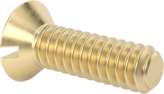 Pirinç Oluklu Düz Başlı Vida, 4-40 Diş Boyutu, 3/8" Uzunluk