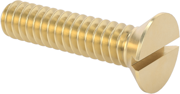 Pirinç Oluklu Düz Başlı Vida, 4-40 Diş Boyutu, 1/2" Uzunluk