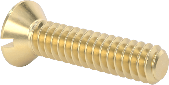 Pirinç Oluklu Düz Başlı Vida, 4-40 Diş Boyutu, 1/2" Uzunluk