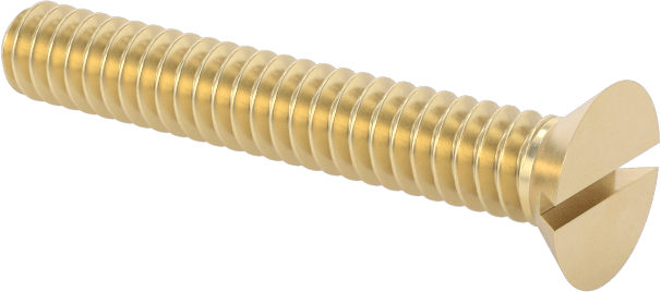 Pirinç Oluklu Düz Başlı Vida, 4-40 Diş Boyutu, 3/4" Uzunluk