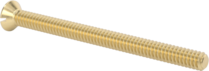 Pirinç Oluklu Düz Başlı Vida, 4-40 Diş Boyutu, 1-1/2" Uzunluk